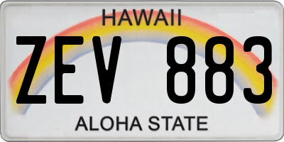 HI license plate ZEV883