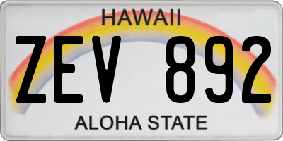 HI license plate ZEV892