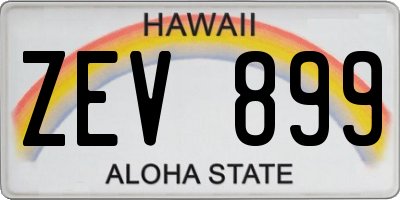 HI license plate ZEV899