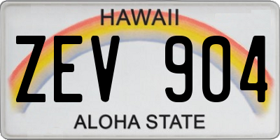 HI license plate ZEV904