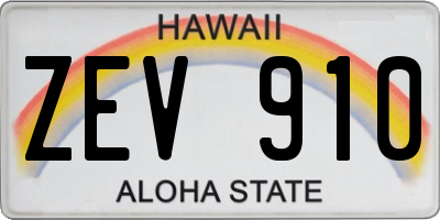HI license plate ZEV910