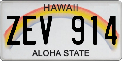 HI license plate ZEV914