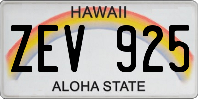 HI license plate ZEV925