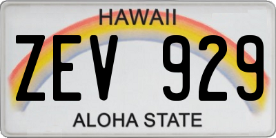 HI license plate ZEV929