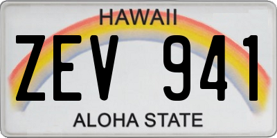HI license plate ZEV941