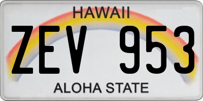 HI license plate ZEV953