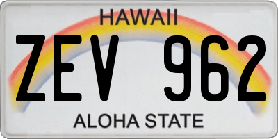 HI license plate ZEV962
