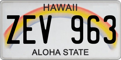 HI license plate ZEV963