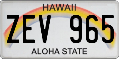 HI license plate ZEV965