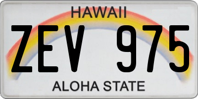 HI license plate ZEV975