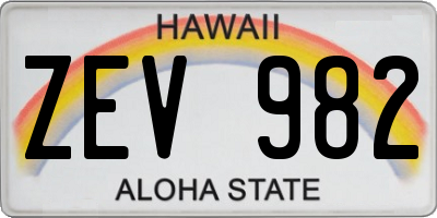 HI license plate ZEV982