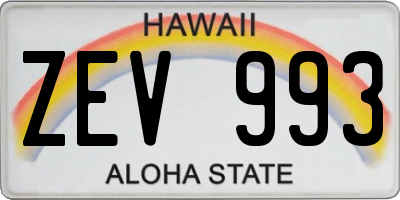 HI license plate ZEV993
