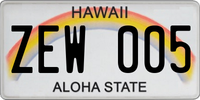 HI license plate ZEW005
