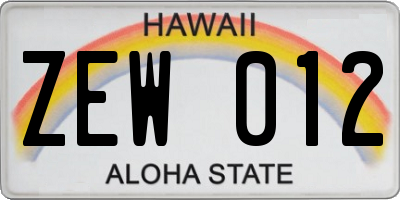 HI license plate ZEW012