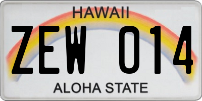HI license plate ZEW014
