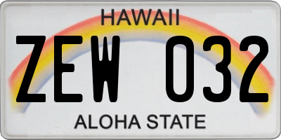 HI license plate ZEW032