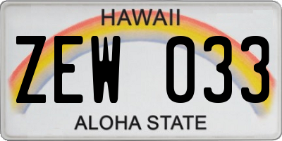 HI license plate ZEW033