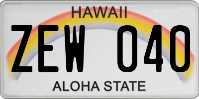 HI license plate ZEW040