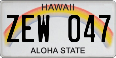 HI license plate ZEW047