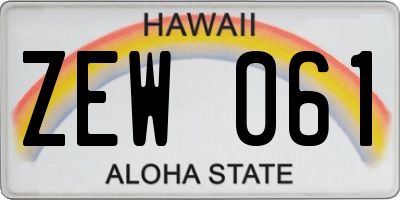 HI license plate ZEW061