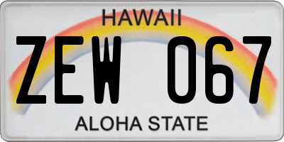 HI license plate ZEW067