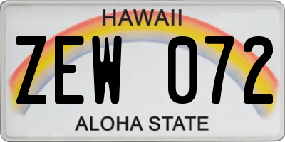 HI license plate ZEW072