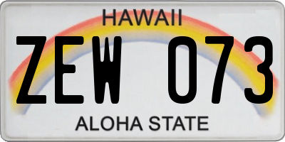 HI license plate ZEW073