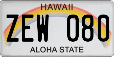 HI license plate ZEW080