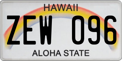 HI license plate ZEW096