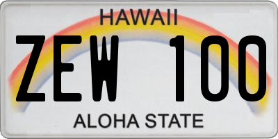 HI license plate ZEW100