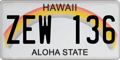 HI license plate ZEW136