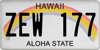 HI license plate ZEW177