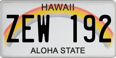 HI license plate ZEW192