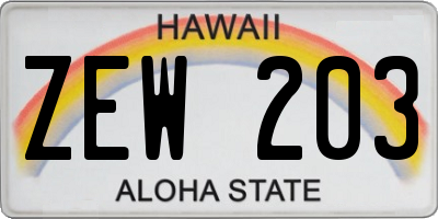HI license plate ZEW203