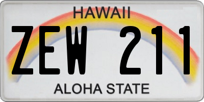 HI license plate ZEW211