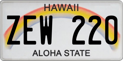 HI license plate ZEW220