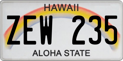 HI license plate ZEW235