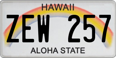 HI license plate ZEW257