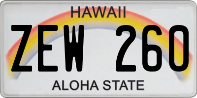 HI license plate ZEW260