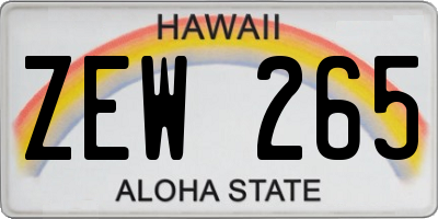 HI license plate ZEW265