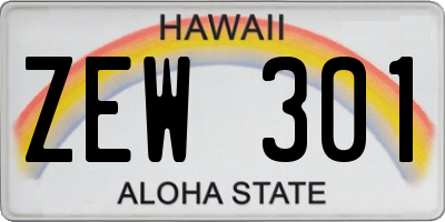 HI license plate ZEW301