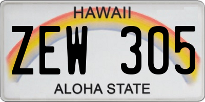 HI license plate ZEW305