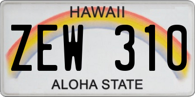 HI license plate ZEW310