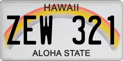 HI license plate ZEW321