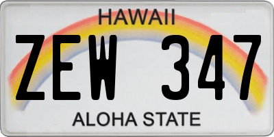 HI license plate ZEW347