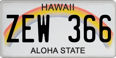 HI license plate ZEW366