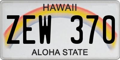 HI license plate ZEW370