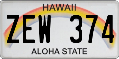 HI license plate ZEW374