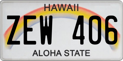 HI license plate ZEW406