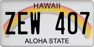 HI license plate ZEW407